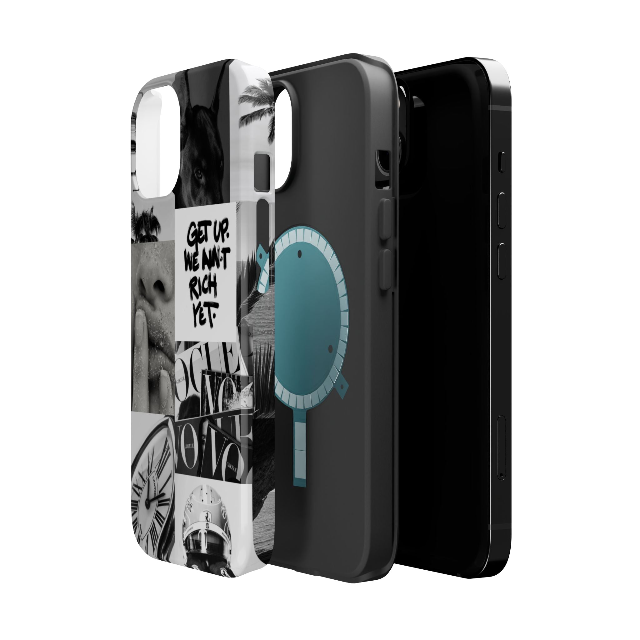 Phone Case — Black & White Collage 'Get Up. We Ain't Rich Yet.' Magnetic Impact Case