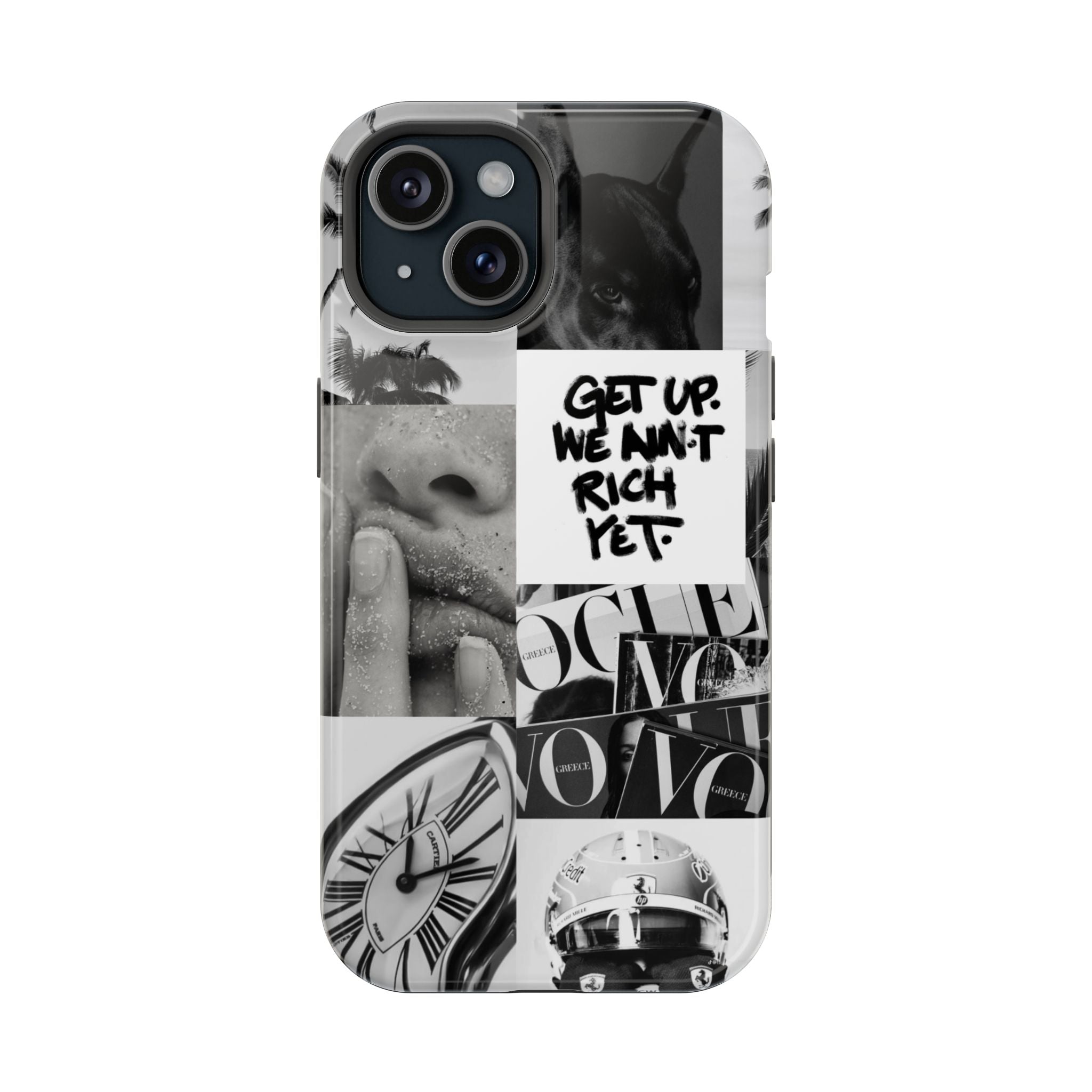Phone Case — Black & White Collage 'Get Up. We Ain't Rich Yet.' Magnetic Impact Case