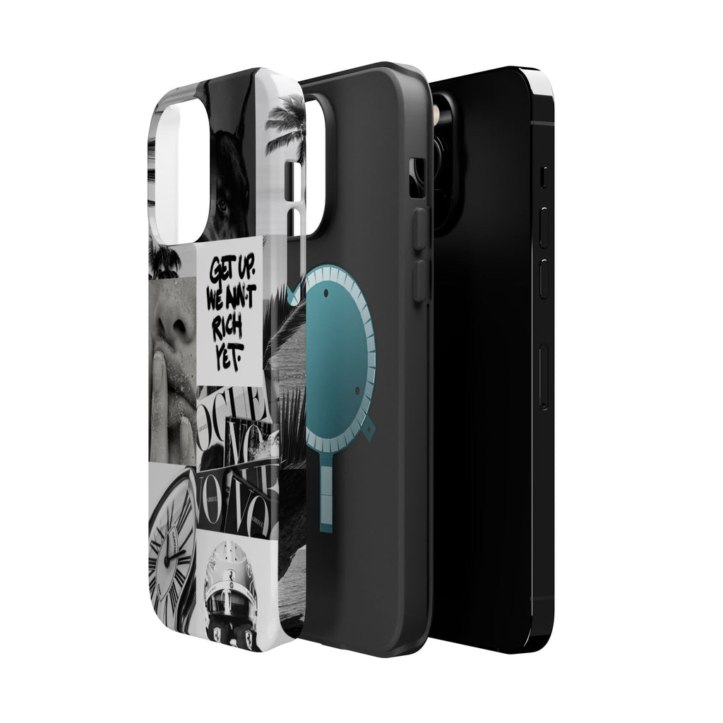 Phone Case — Black & White Collage 'Get Up. We Ain't Rich Yet.' Magnetic Impact Case