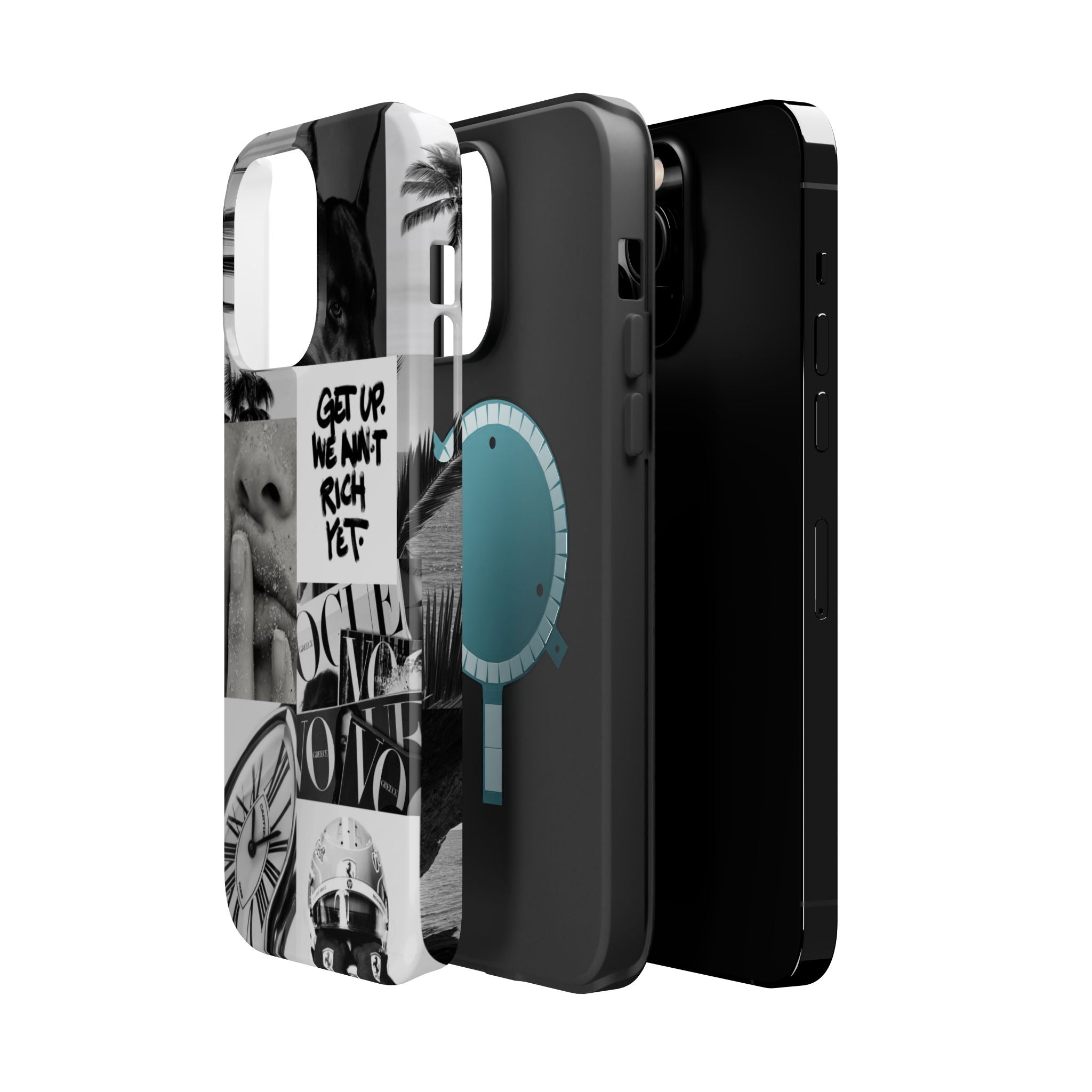 Phone Case — Black & White Collage 'Get Up. We Ain't Rich Yet.' Magnetic Impact Case