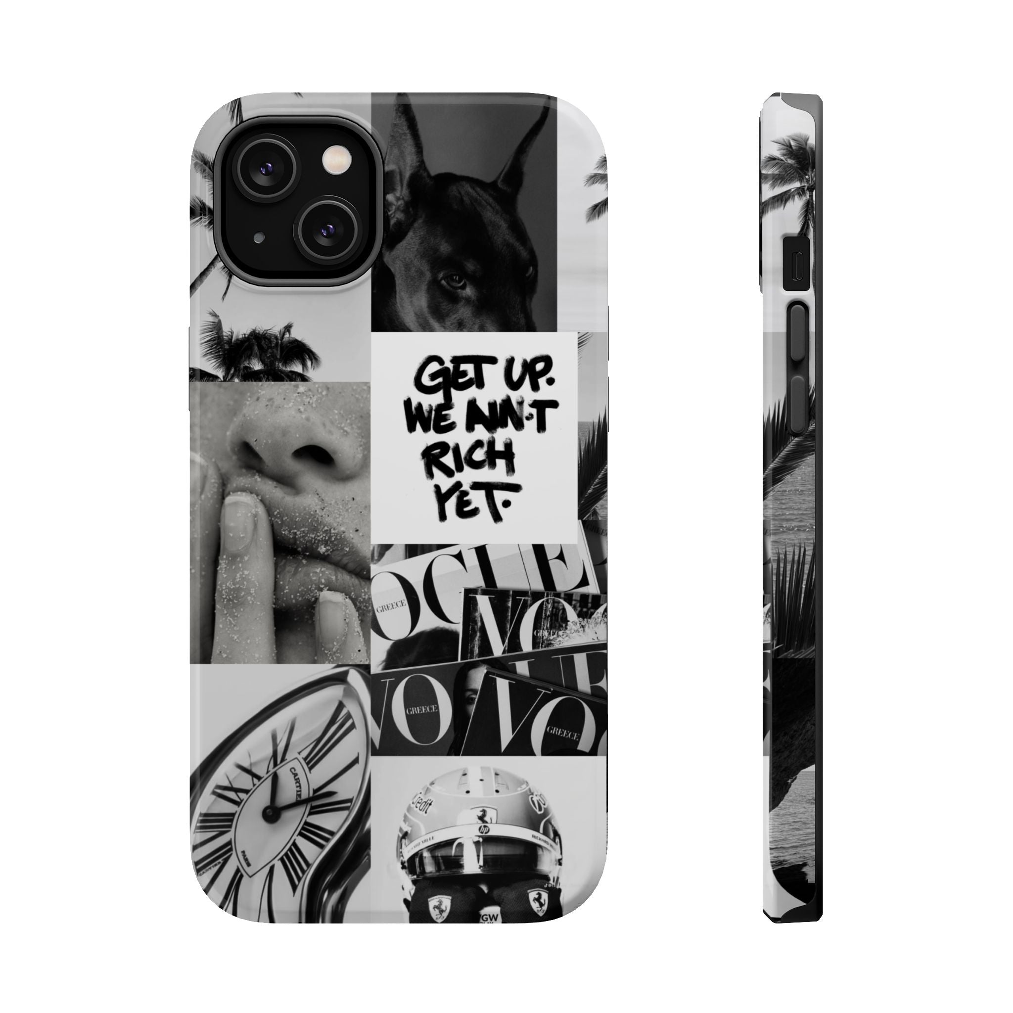 Phone Case — Black & White Collage 'Get Up. We Ain't Rich Yet.' Magnetic Impact Case