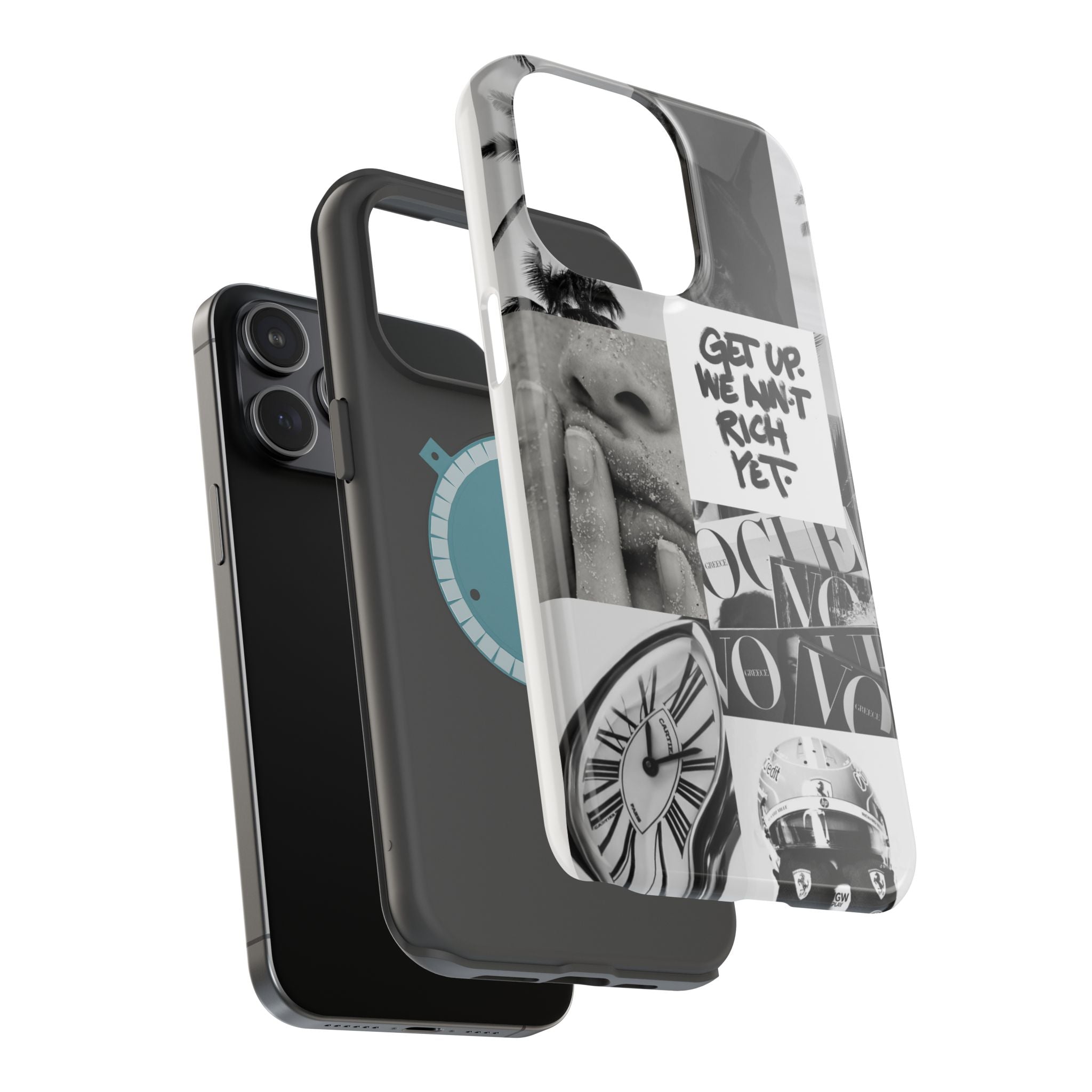 Phone Case — Black & White Collage 'Get Up. We Ain't Rich Yet.' Magnetic Impact Case