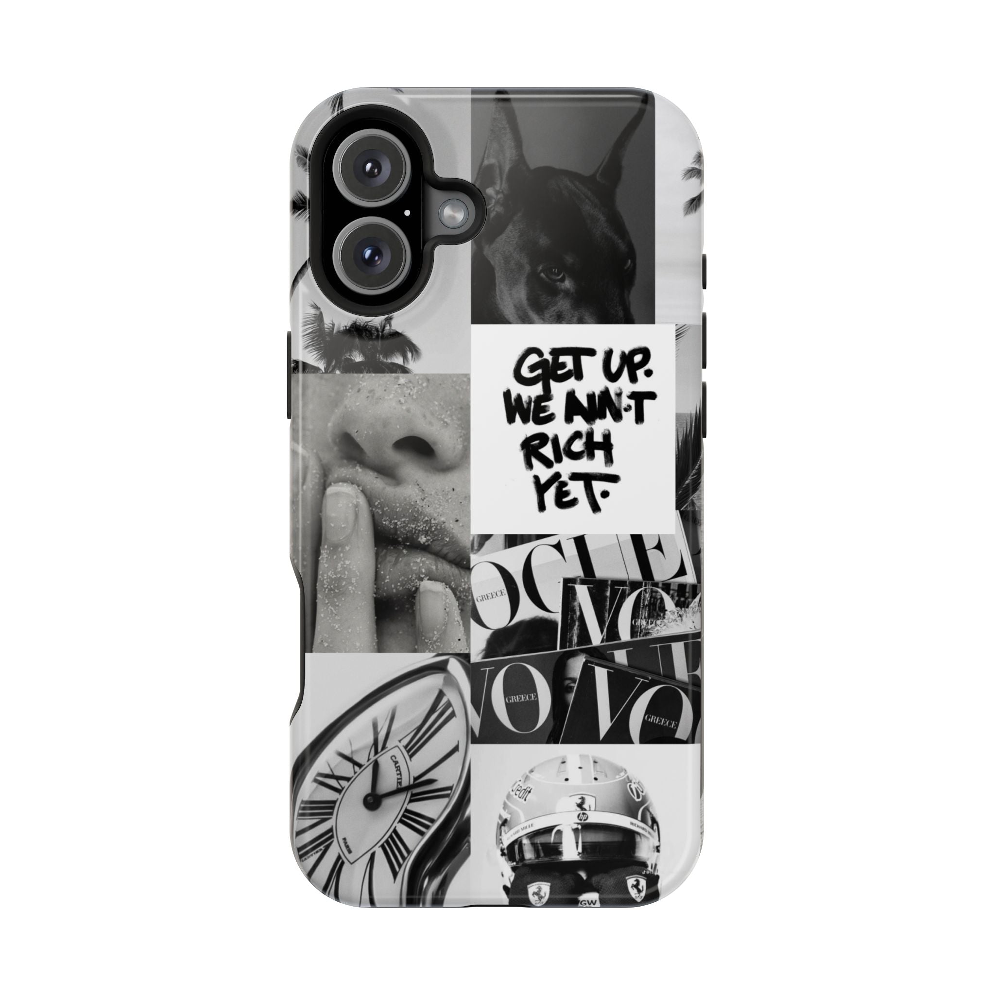 Phone Case — Black & White Collage 'Get Up. We Ain't Rich Yet.' Magnetic Impact Case
