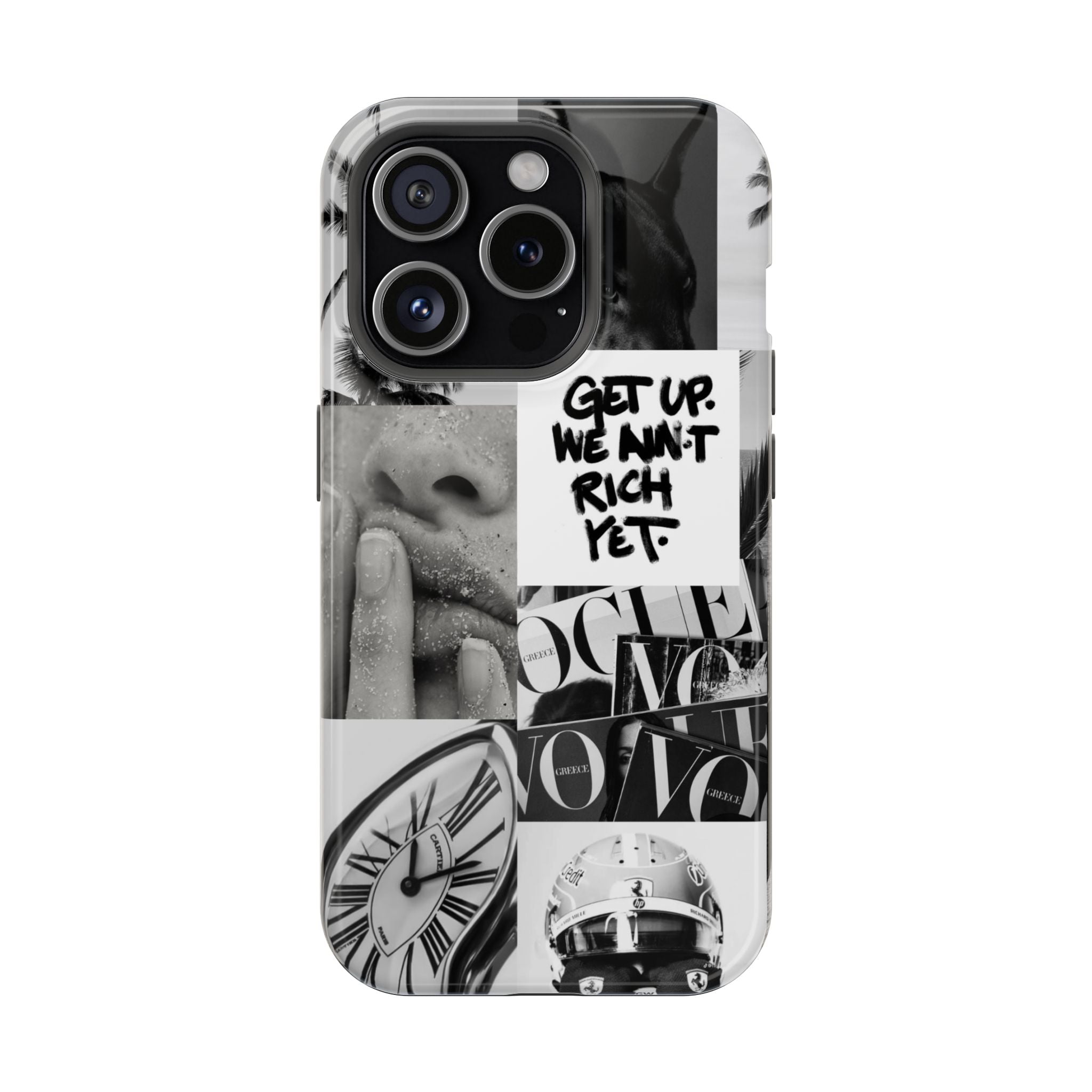 Phone Case — Black & White Collage 'Get Up. We Ain't Rich Yet.' Magnetic Impact Case