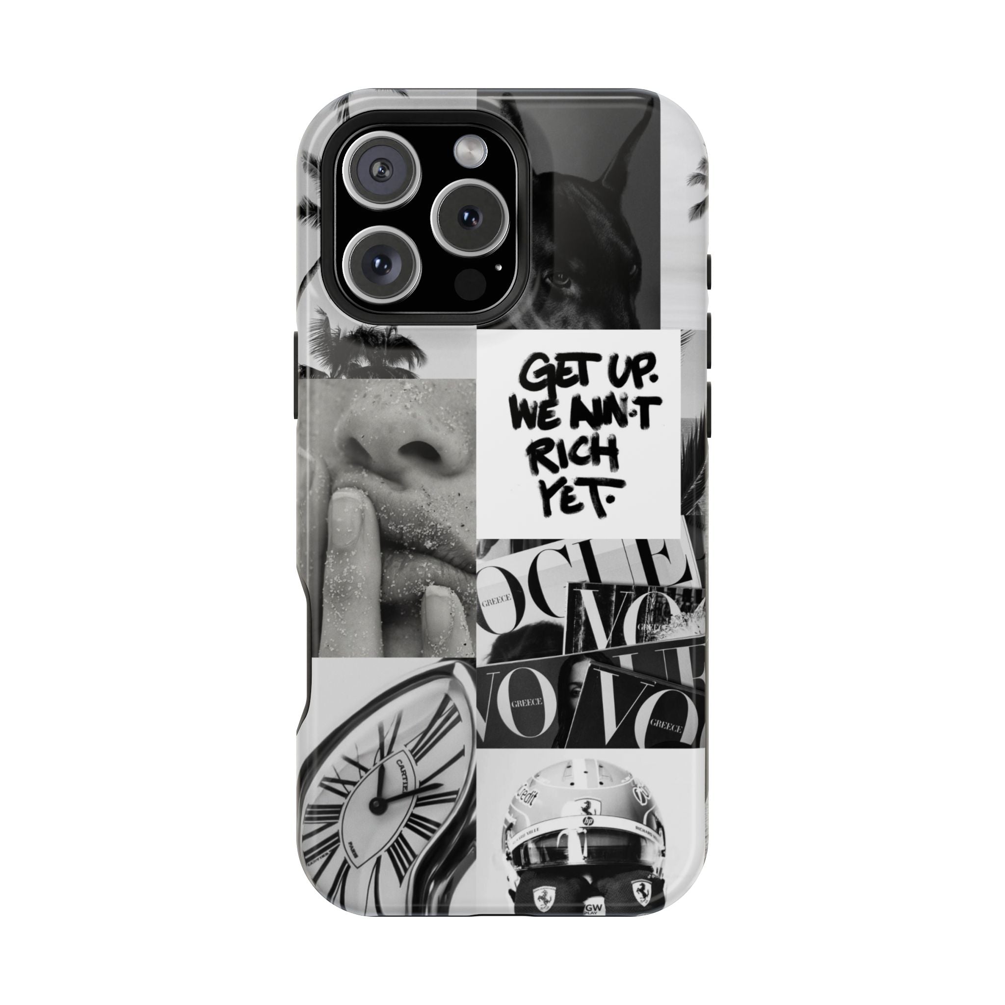 Phone Case — Black & White Collage 'Get Up. We Ain't Rich Yet.' Magnetic Impact Case