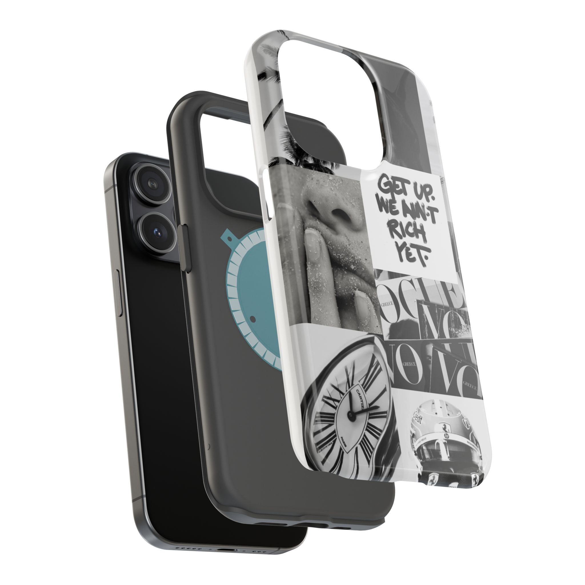 Phone Case — Black & White Collage 'Get Up. We Ain't Rich Yet.' Magnetic Impact Case