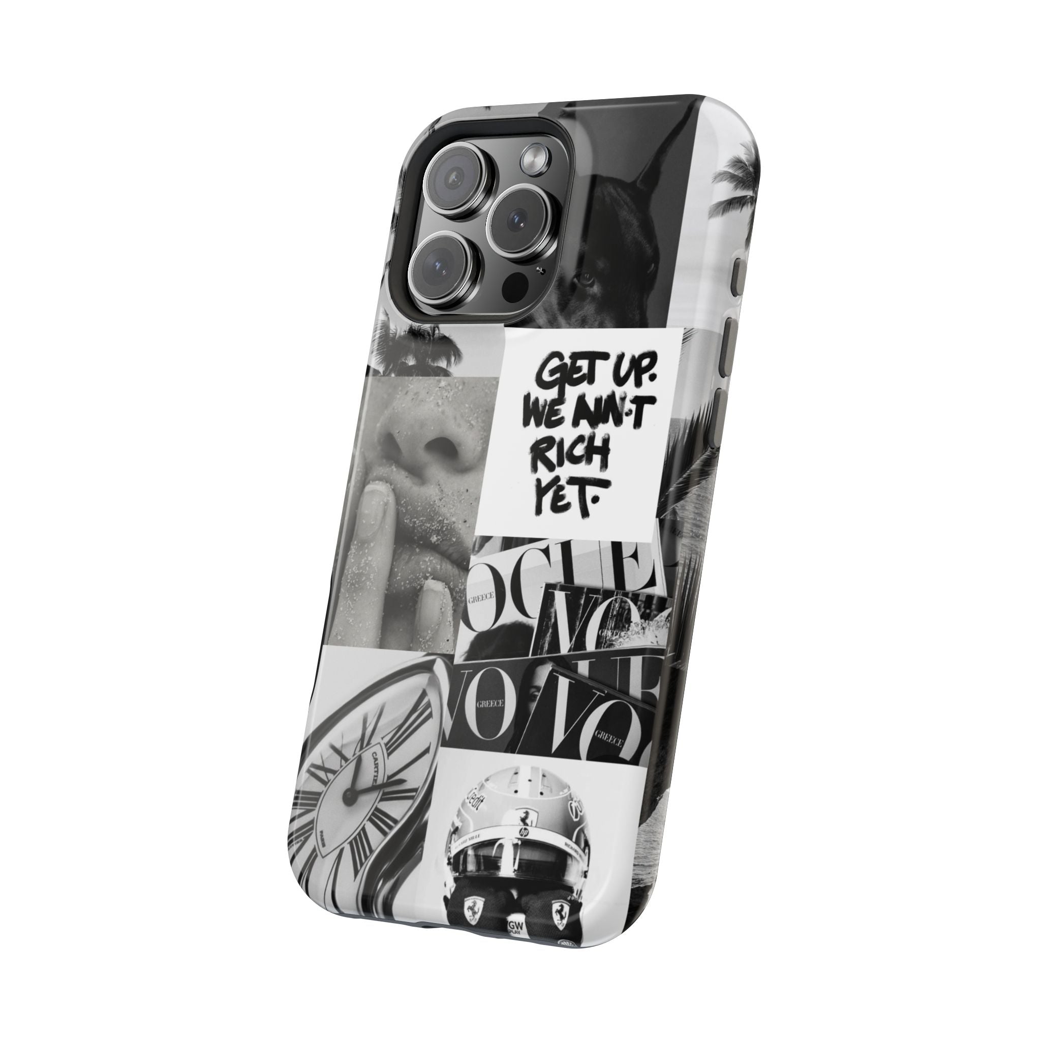 Phone Case — Black & White Collage 'Get Up. We Ain't Rich Yet.' Magnetic Impact Case