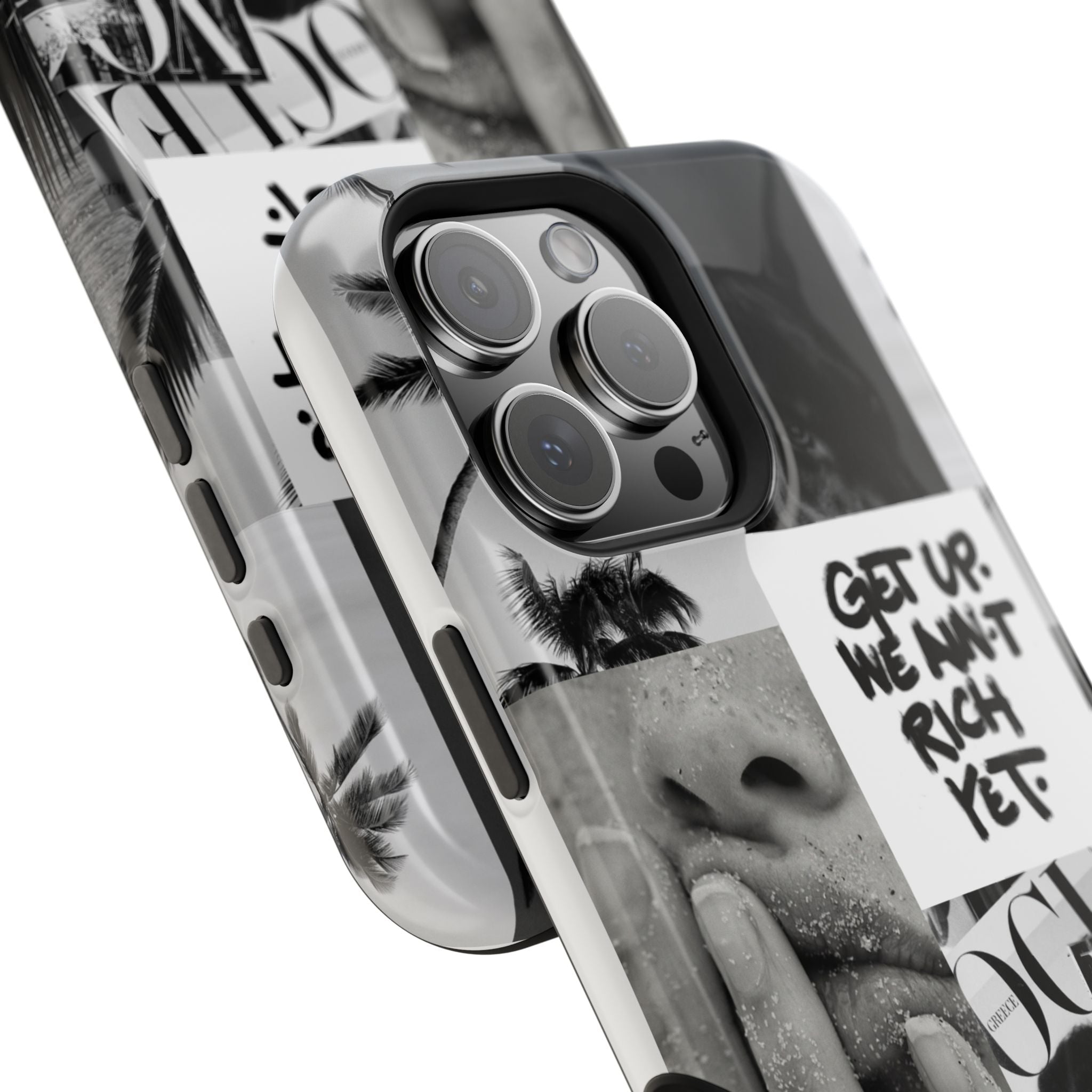 Phone Case — Black & White Collage 'Get Up. We Ain't Rich Yet.' Magnetic Impact Case