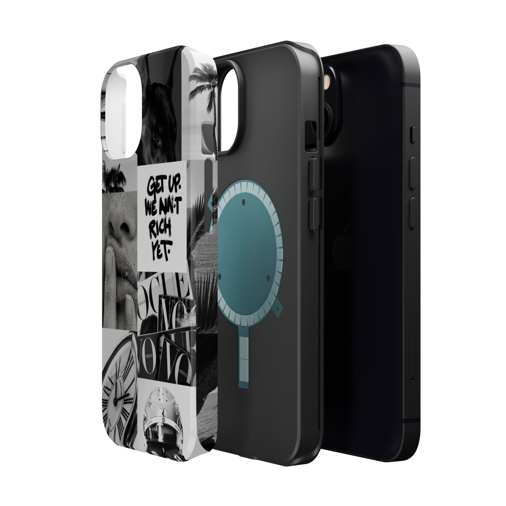 Phone Case — Black & White Collage 'Get Up. We Ain't Rich Yet.' Magnetic Impact Case