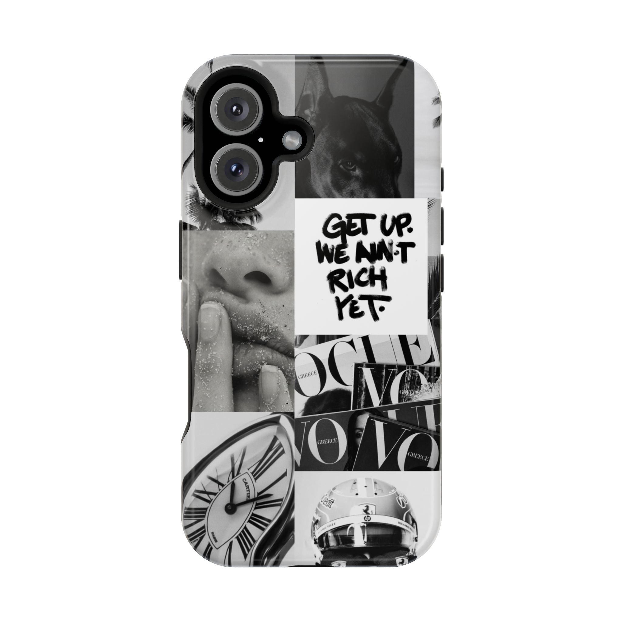Phone Case — Black & White Collage 'Get Up. We Ain't Rich Yet.' Magnetic Impact Case
