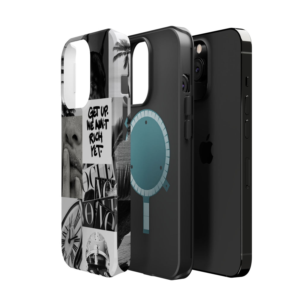 Phone Case — Black & White Collage 'Get Up. We Ain't Rich Yet.' Magnetic Impact Case