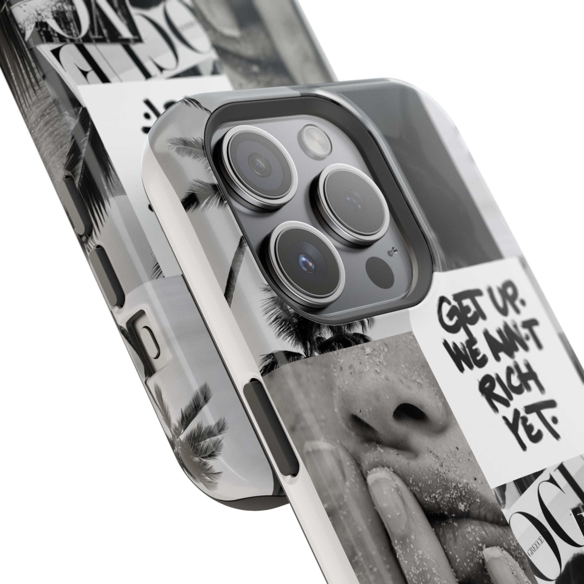 Phone Case — Black & White Collage 'Get Up. We Ain't Rich Yet.' Magnetic Impact Case