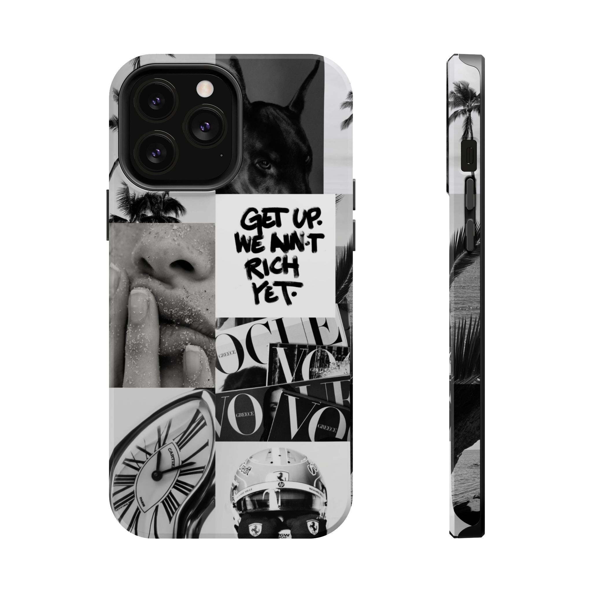 Phone Case — Black & White Collage 'Get Up. We Ain't Rich Yet.' Magnetic Impact Case