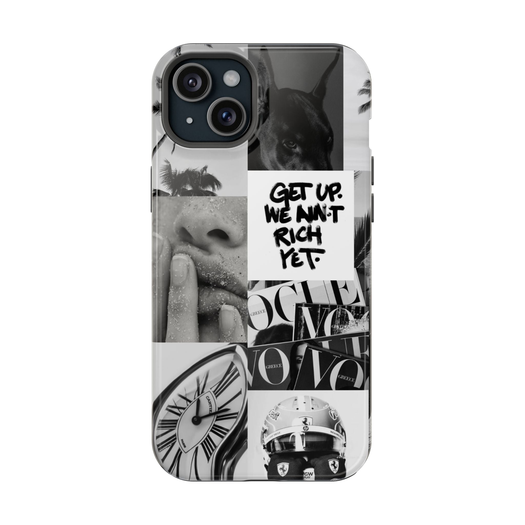 Phone Case — Black & White Collage 'Get Up. We Ain't Rich Yet.' Magnetic Impact Case