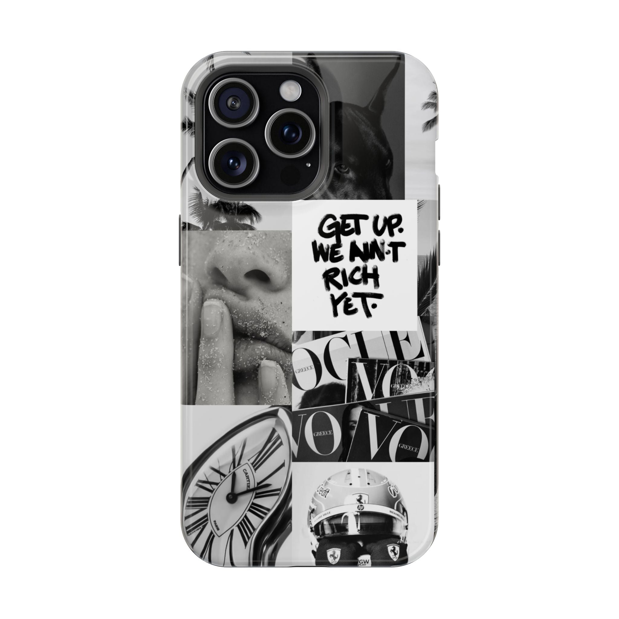 Phone Case — Black & White Collage 'Get Up. We Ain't Rich Yet.' Magnetic Impact Case