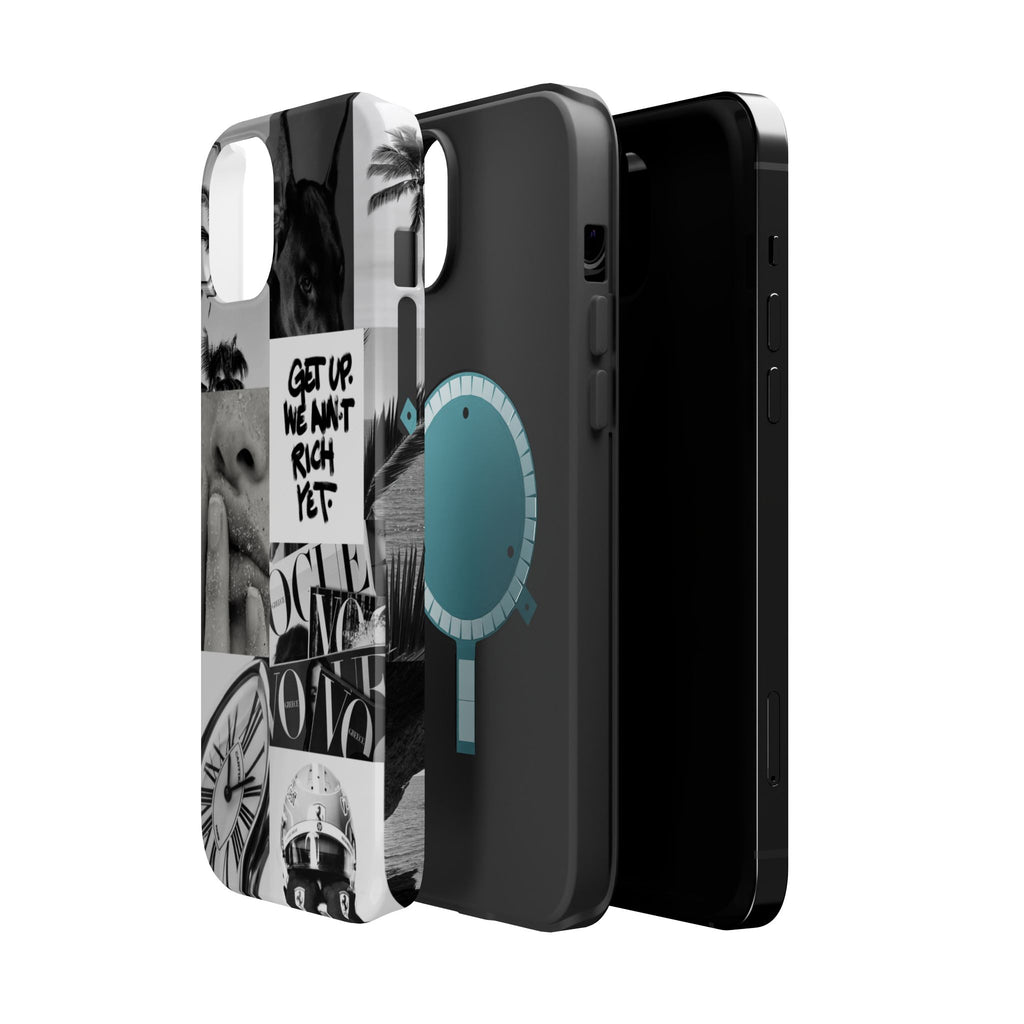 Phone Case — Black & White Collage 'Get Up. We Ain't Rich Yet.' Magnetic Impact Case