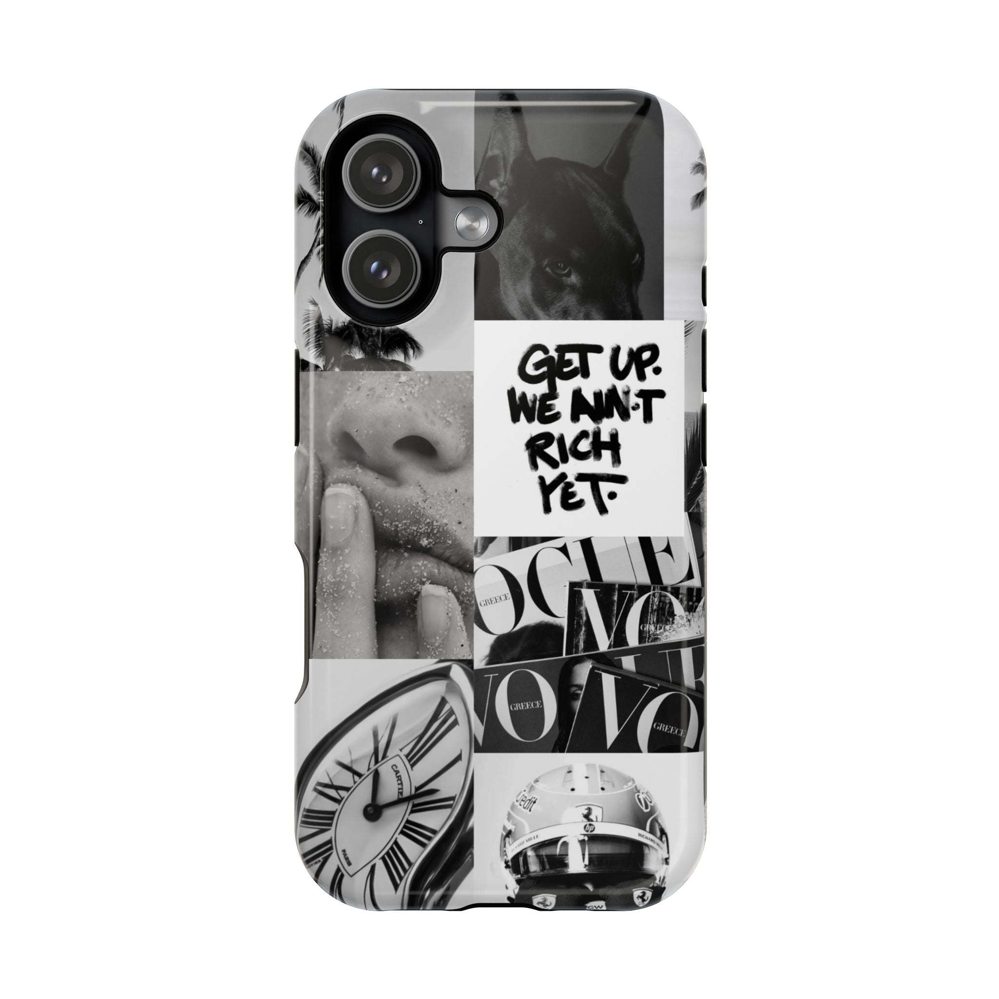Phone Case — Black & White Collage 'Get Up. We Ain't Rich Yet.' Magnetic Impact Case