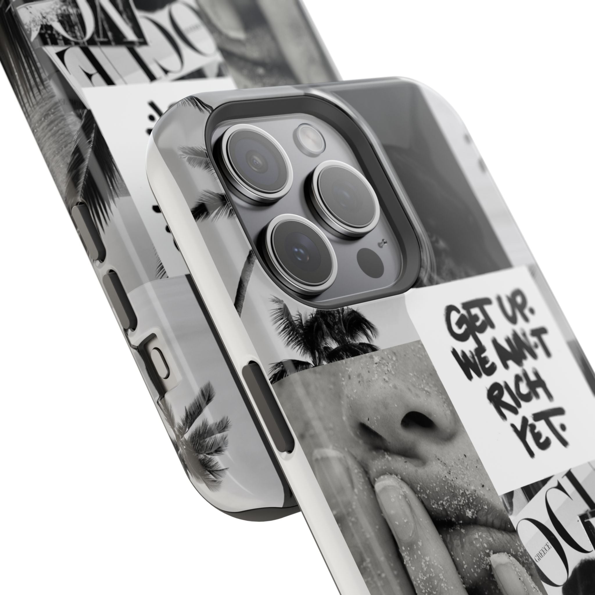 Phone Case — Black & White Collage 'Get Up. We Ain't Rich Yet.' Magnetic Impact Case