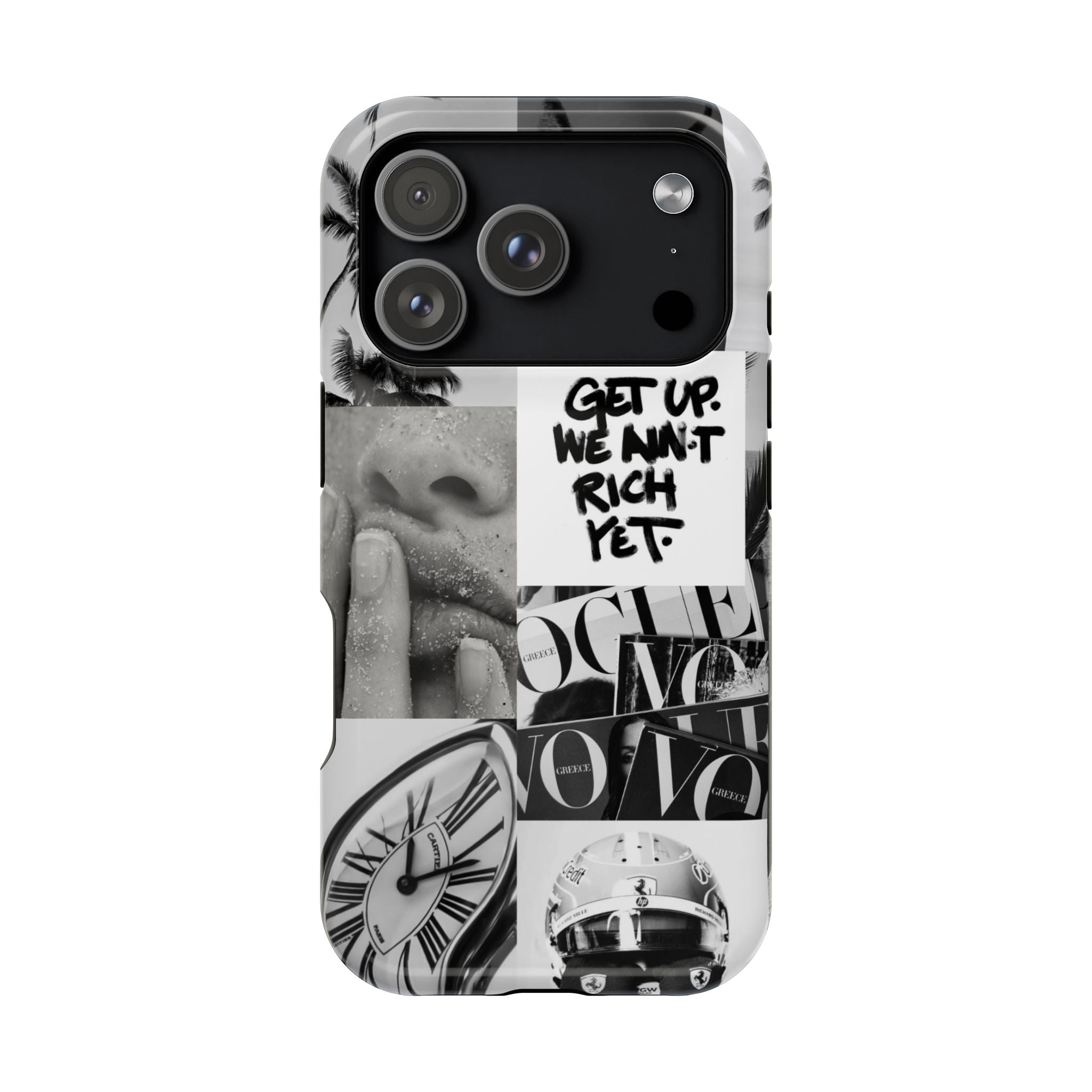 Phone Case — Black & White Collage 'Get Up. We Ain't Rich Yet.' Magnetic Impact Case