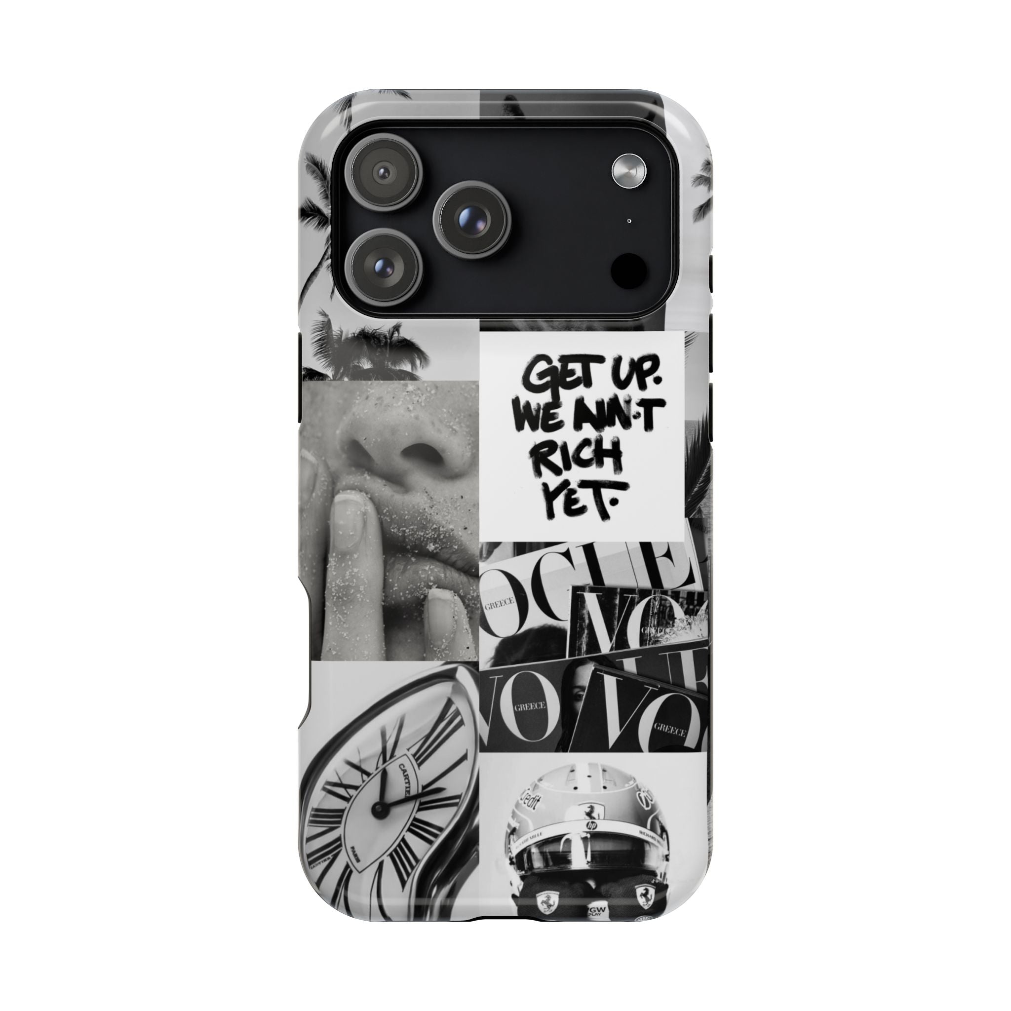 Phone Case — Black & White Collage 'Get Up. We Ain't Rich Yet.' Magnetic Impact Case